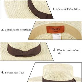 img 1 attached to 🏖️ FEMSÉE Straw Beach Hat - Trendy Unisex Flat Top Boater Hat for Sun Protection