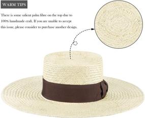 img 3 attached to 🏖️ FEMSÉE Straw Beach Hat - Trendy Unisex Flat Top Boater Hat for Sun Protection