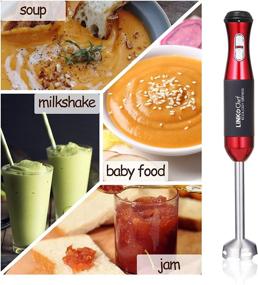 img 2 attached to 🔪 LINKChef Immersion Blender 4-in-1 Hand Stick Powerful Low Noise - Large 800ml Beaker, Stainless Steel Whisk, and 500ml Food Chopper - BPA-Free - Red/Black (HB-1230T) - 3 Year Warranty - Improved SEO