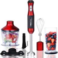 🔪 linkchef immersion blender 4-in-1 hand stick powerful low noise - large 800ml beaker, stainless steel whisk, and 500ml food chopper - bpa-free - red/black (hb-1230t) - 3 year warranty - improved seo логотип