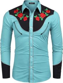 img 3 attached to 👕 COOFANDY Embroidered Western Men's Shirts: Stylish & Casual Attire