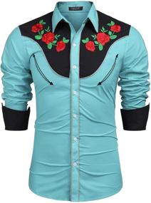 img 4 attached to 👕 COOFANDY Embroidered Western Men's Shirts: Stylish & Casual Attire