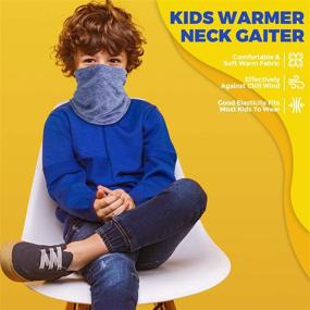 img 3 attached to 🧣 VULKIT Вязаные шарфы с регулируемыми завязками: неотъемлемые аксессуары для мальчиков в холодную погоду