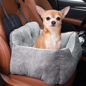 img 3 attached to 🐶 AIPERRO Dog Car Seat: Ultra-Soft Pet Booster Seat with Leash & Side Pockets, Ideal for Small to Medium Size Dogs or Cats - Washable & Safe Car Travel Bed