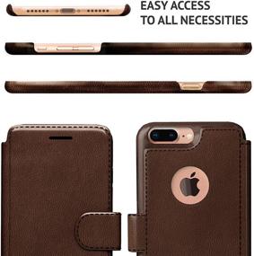 img 1 attached to LUPA Wallet Case for iPhone 8 Plus - Durable, Slim, Lightweight, Dark Brown Faux Leather, Magnetic Closure