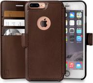 lupa wallet case for iphone 8 plus - durable, slim, lightweight, dark brown faux leather, magnetic closure logo