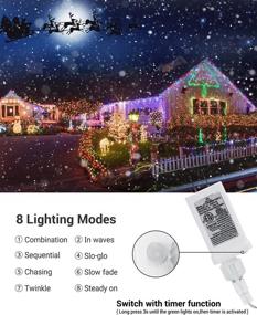 img 2 attached to Enhance Your Festivities with Multicolor Christmas Icicle Lights - 19.6ft 300 LED, 60 🎄 Drops, 8 Modes, Timer & Waterproof - Perfect for Outdoor Decor, Eaves, Trees, Weddings & Parties