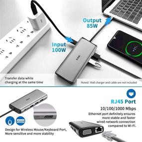 img 2 attached to 🔌 SSK 11-in-1 Laptop Docking Station with Dual Monitors, USB C Dock for MacBook Pro HDMI Multiport Adapter Hub with Ethernet, VGA, PD3.0 Powered, 4USB, SD/TF Card Reader for MacBook Air (Thunderbolt 3) and Type C Devices