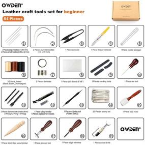 img 3 attached to 👜 OWDEN 54-Piece Leather Tools Set: Beginner's Kit for Leather Stamping, Sewing, Carving, Edge Grooving, Threading, and Needlework