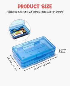 img 3 attached to 🖍️ Assorted Colors Plastic Pencil Case Box with Lid Snap Closure for Kids - Large Capacity School Supplies Storage Organizer (Pack of 6)