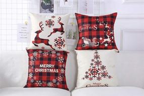 img 1 attached to Mimacoo 20x20 Christmas Throw Pillow Covers: Farmhouse Merry Christmas Xmas Tree Decor for Couch Sofa – Set of 4