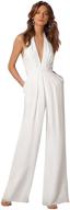 stunning ibtom castle high waisted jumpsuits: elegant v-neckhalter with wide leg long pants, perfect for weddings &amp; parties with convenient pockets logo