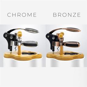 img 1 attached to 🍷 Noblesip Wine Bottle Opener Set – Premium 6 Piece Kit with Foil Cutter, 2 Stoppers, Extra Corkscrew & Wood Stand – Effortlessly Open Natural and Synthetic Corks – Perfect Gift for Wine Enthusiasts (Chrome)