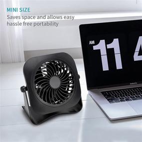 img 2 attached to 💨 Powerful 4 Inch Mini USB Desk Fan, 2 Speeds, Lower Noise, USB Powered, 360° Adjustable, 3.8 ft Cable - Ideal Black Fan for Home and Office