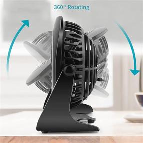img 1 attached to 💨 Powerful 4 Inch Mini USB Desk Fan, 2 Speeds, Lower Noise, USB Powered, 360° Adjustable, 3.8 ft Cable - Ideal Black Fan for Home and Office