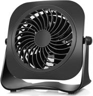 💨 powerful 4 inch mini usb desk fan, 2 speeds, lower noise, usb powered, 360° adjustable, 3.8 ft cable - ideal black fan for home and office logo