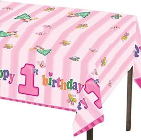 img 1 attached to 🎉 Colorful Plastic Table Cover for a Memorable First Birthday Party: Fun at One Happy First Birthday Girl