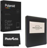 polaroid black frame color film for i-type (8 exposures) + cloth + black album - holds 32 photos logo