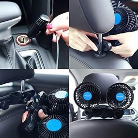 img 2 attached to 🚗 QIFUN Electric Car Fans: Portable Rear Seat Passenger Cooling Air Fan - 4 Inches, 360° Rotatable - Ideal for Vehicles, SUVs, RVs, Boats