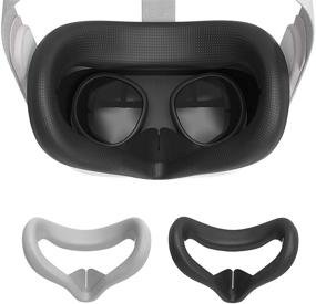 img 4 attached to 👾 2 шт. силиконовый чехол для лица VR для Oculus Quest 2: защита от пота, защита кожи, антискользящий, легко очищаемый и светонепроницаемый