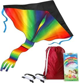 img 4 attached to 🌈 AGREATLIFE Rainbow Kite with Storage Bag and Extra Flat Handle - Easy to Fly and Soars High, A Great Way to Enjoy and Spend Time with Friends and Family