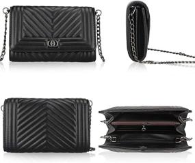 img 2 attached to 👜 Quilted Black Leather Crossbody Bag: Fashionable Chain Shoulder Bag with Cell Phone Wallet Strap - Trendy Women's iPhone Purse Handbag