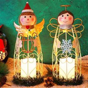 img 4 attached to Juegoal Christmas LED Candle Lantern Lights - Battery Operated Lighted Xmas Table Decorations for Holiday Party Decor - Set of 2