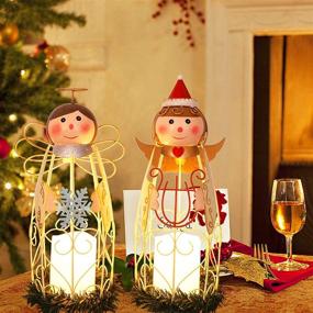 img 3 attached to Juegoal Christmas LED Candle Lantern Lights - Battery Operated Lighted Xmas Table Decorations for Holiday Party Decor - Set of 2