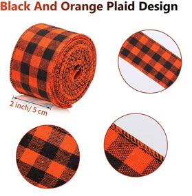 img 3 attached to Vibrant 4th of July Buffalo Plaid Ribbon Set with Wired Edge - Green and White - Perfect for Gift Wrapping, Crafts, and Decorations - 3 Rolls, 2 Inch x 6.6 Yard - Black and Orange