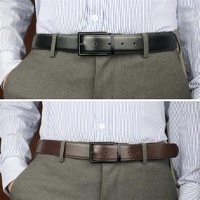 img 3 attached to Reversible Leather Casual Belts for Men - Maikun Men's Accessories