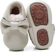 👶 bebila baby moccasins for girls and boys - warm fur fleece lined infant shoes for autumn winter - genuine leather baby slippers with rubber sole logo