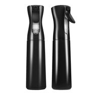 💨 hair spray bottle - refillable fine mist mister spray bottles (black) - 2 pack, 10oz/300ml - continuous pressurized plastic containers for hairstyling, cleaning, gardening, misting & skin care logo