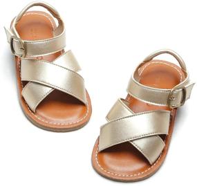 img 4 attached to 👧 Otter MOMO Girls Open Toe Princess Flat Sandals with Ruffle - Stylish Summer Sandals for Toddlers & Little Kids