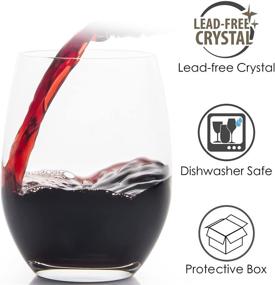 img 2 attached to FAWLES Crystal Stemless Wine Glasses Set of 12 - 15 Ounce | Smooth Rim Standard Wine Glass Tumbler for Red and White Wine, Dishwasher Safe