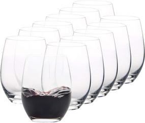 img 4 attached to FAWLES Crystal Stemless Wine Glasses Set of 12 - 15 Ounce | Smooth Rim Standard Wine Glass Tumbler for Red and White Wine, Dishwasher Safe