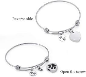 img 2 attached to Forever in My Heart: Expandable Cuff Cremation Bracelet for Ashes - Pet Memorial Urn Jewelry with Dog and Cat Paw Prints