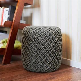 img 2 attached to 🪑 MOTINI Hand Woven Dark Grey Wool Boho Cylinder Ottoman Pouf Chair and Foot Rest Stool - Stylish Home Decor for Living Room