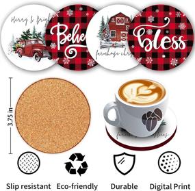 img 1 attached to 🎄 Buffalo Plaid Christmas Pillow Covers Set with Bonus Coasters - Farmhouse Tree Truck Rustic Decorations