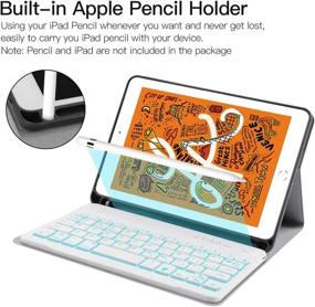 img 2 attached to 🔍 JUQITECH iPad Keyboard Case with Backlit Keyboard and Pencil Holder for iPad Mini 5 & Mini 4 - Rose Gold