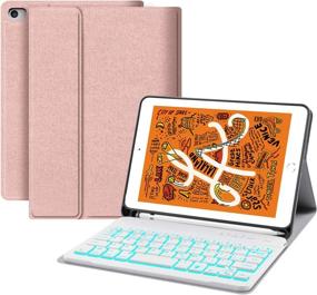 img 4 attached to 🔍 JUQITECH iPad Keyboard Case with Backlit Keyboard and Pencil Holder for iPad Mini 5 & Mini 4 - Rose Gold