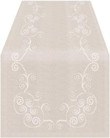 img 4 attached to Swirl Embroidered Table Runner Natural