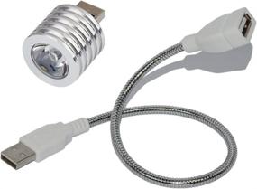 img 4 attached to Aluminum покрытая лампа-прожектор USB LED Yueton с белым светом основы, с гибким кабелем USB-удлинителем для ПК, ноутбука, пауэрбанка, универсальное использование (серебряный)
