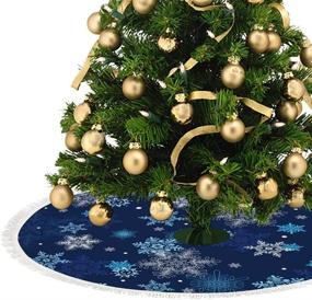 img 3 attached to 🎄 30 inch Blue Xmas Tree Skirt with Tassels - My Daily Snowflakes: Perfect Christmas Holiday Decoration