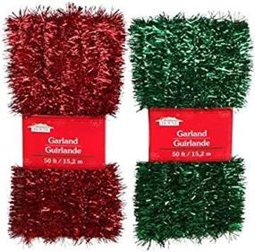 img 2 attached to 🎄 Christmas House Red & Green Tinsel Garlands: 50 ft. (Set of 2) - Festive Holiday Decor