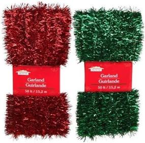 img 1 attached to 🎄 Christmas House Red & Green Tinsel Garlands: 50 ft. (Set of 2) - Festive Holiday Decor