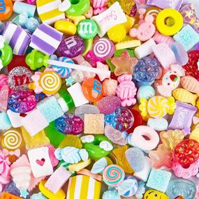 img 4 attached to 🍭 InDrah 100pcs Slime Charms Cute Set – Mixed Assorted Fruit Candy Sweets Resin Flatback Slime Beads – Jewelry Making Supplies for DIY Crafts, Ornament Scrapbooking – Random Styles