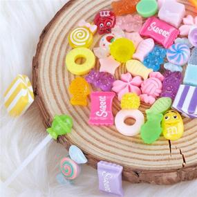 img 1 attached to 🍭 InDrah 100pcs Slime Charms Cute Set – Mixed Assorted Fruit Candy Sweets Resin Flatback Slime Beads – Jewelry Making Supplies for DIY Crafts, Ornament Scrapbooking – Random Styles