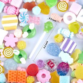 img 3 attached to 🍭 InDrah 100pcs Slime Charms Cute Set – Mixed Assorted Fruit Candy Sweets Resin Flatback Slime Beads – Jewelry Making Supplies for DIY Crafts, Ornament Scrapbooking – Random Styles
