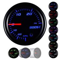 🚗 30 psi tinted 7 color turbo boost/vacuum gauge kit - complete with mechanical hose & t-fitting - black dial - smoked lens - ideal for car & truck - 55mm diameter logo