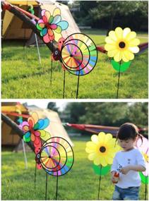 img 1 attached to CLISPEED Colorful Pinwheel Windmills Decoration: Add Whimsical Charm to Your Outdoor Decor